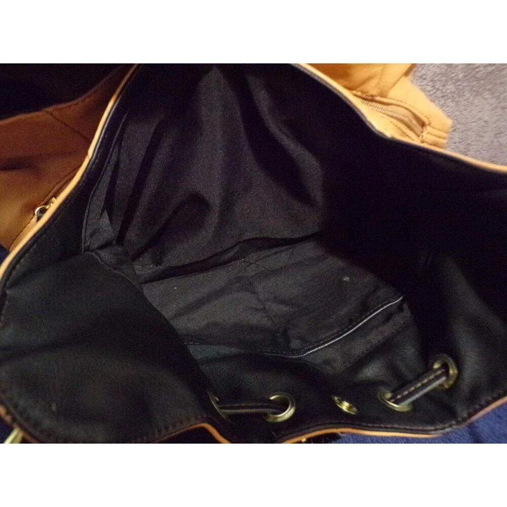 Liz‎ Claiborne Leather Handbag Brown & Black w/Gold Accents